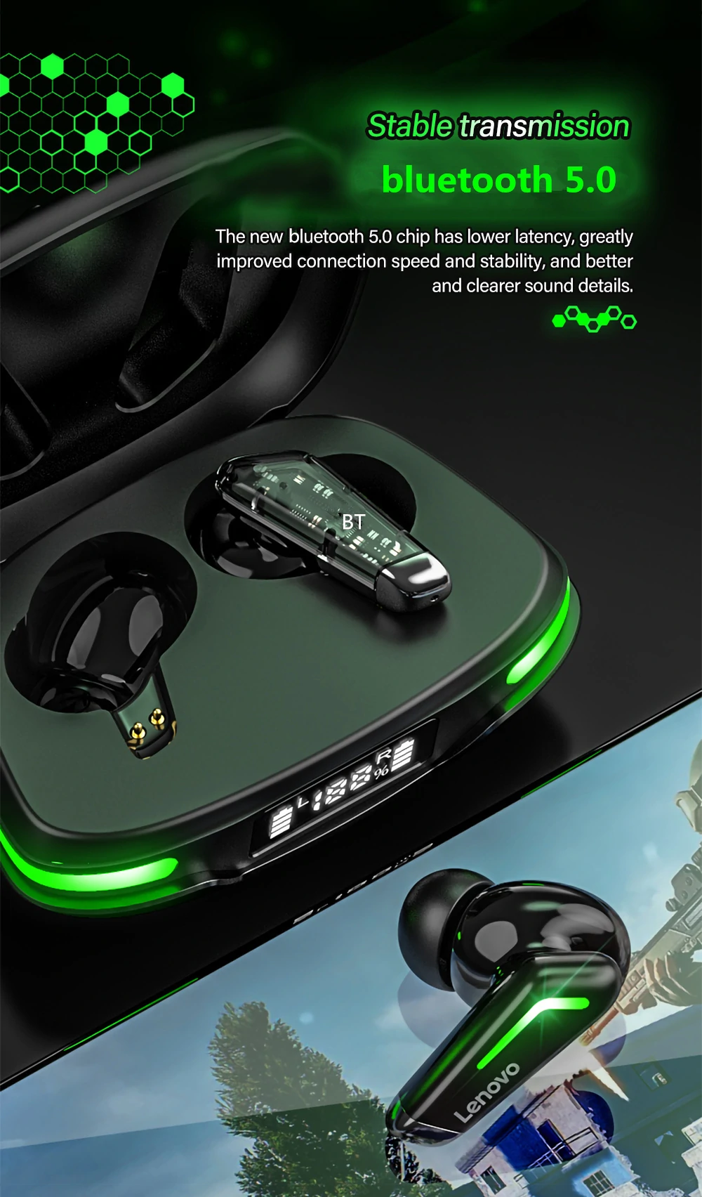 Lenovo GM3 TWS Gaming Headset (7 Days Battery Backup) Original